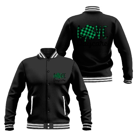 St Patricks Day Daycare Teacher Plaid Shamrock Baseball Jackets