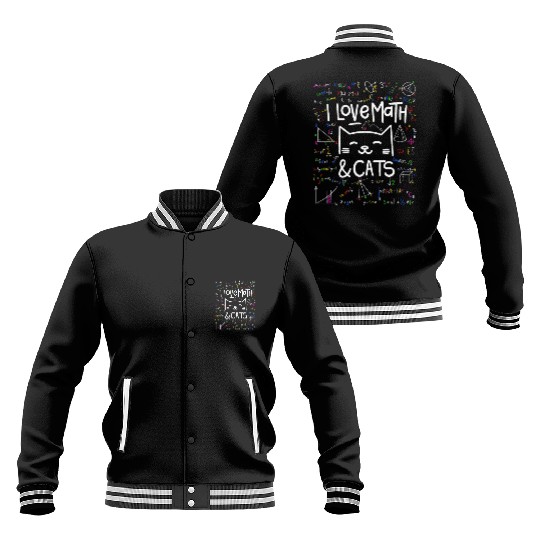 Cat Lover, Math, I Love Math And Cats, Math Lover Baseball Jackets