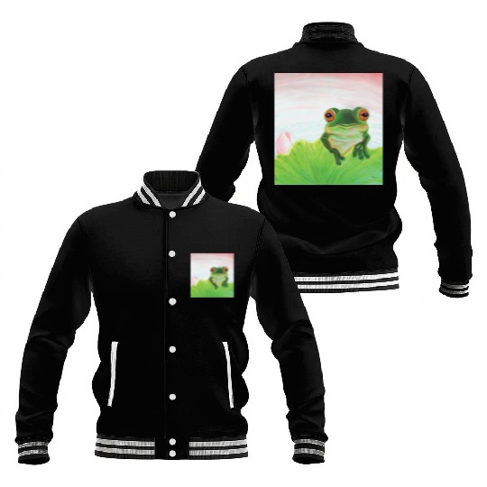 Green Frog Relaxing in the Pond Baseball Jackets