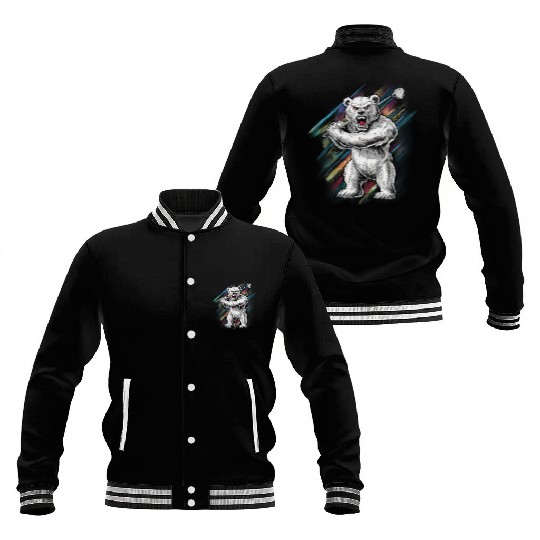Bear playing Golf, Big Bear Golfer player Sport Baseball Jackets