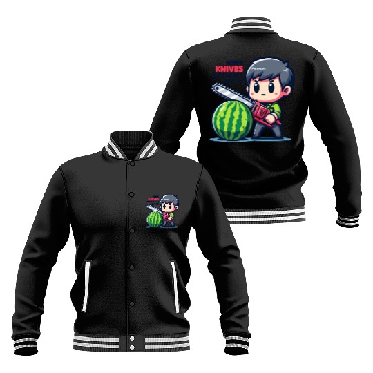Cutting Watermelon - Melon Chainsaw Baseball Jackets
