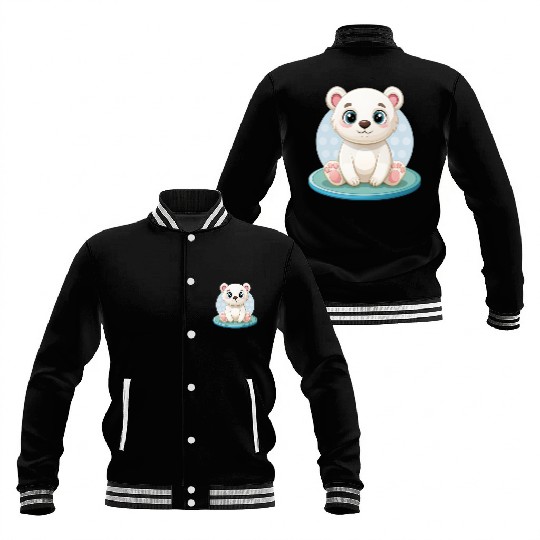 polar bear cub Baseball Jackets