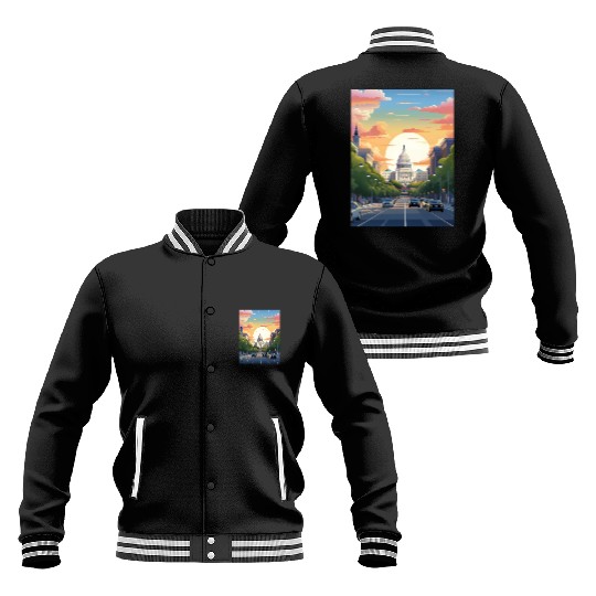 Sunset in US Capitol Washington DC Baseball Jackets