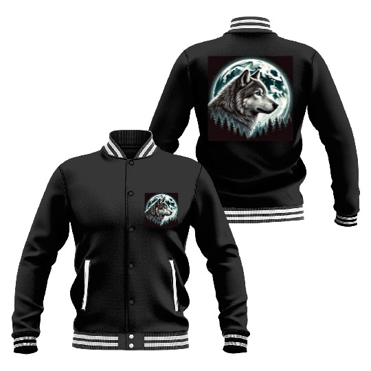 Nature Moon Alpha Cute Wolf Moon nature Baseball Jackets