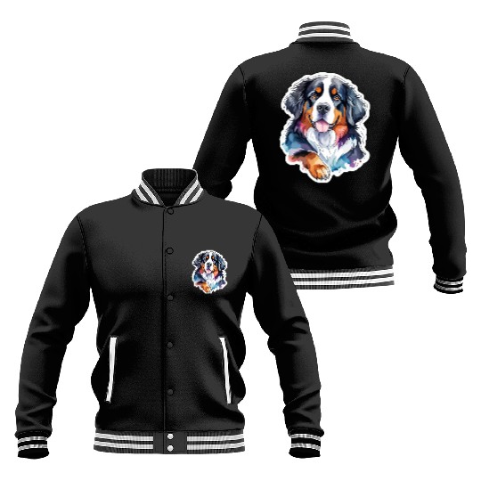 Bernese Mountain Dog Watercolor Baseball Jackets