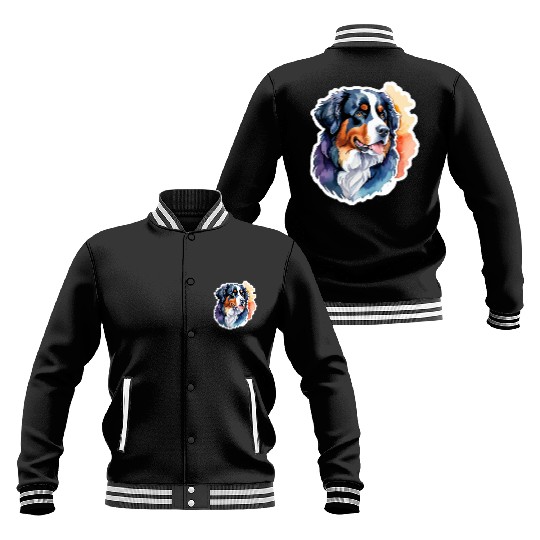 Bernese Mountain Dog Watercolor Baseball Jackets
