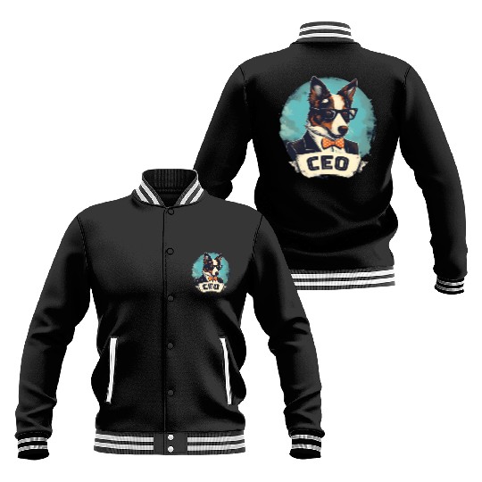 Border Collie Dog With Suit and Tie CEO Baseball Jackets