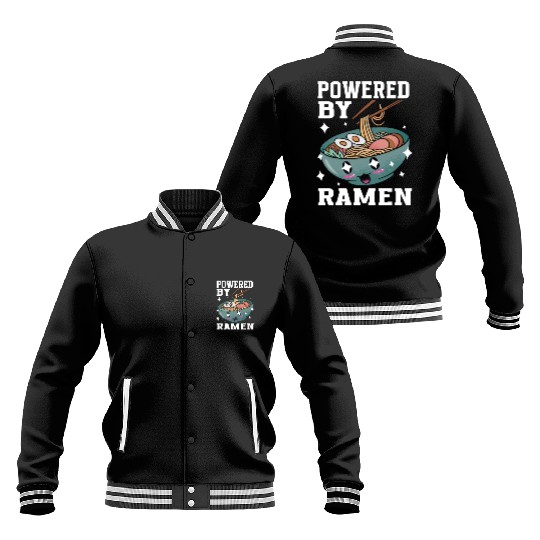 Powered By Ramen Anime Japanese Soup Cup Noodle Baseball Jackets