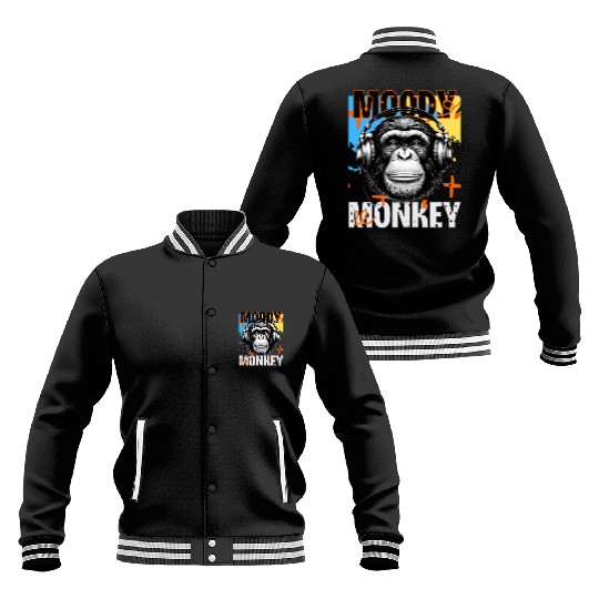 Moody Monkey | Funky Headphones Baseball Jackets