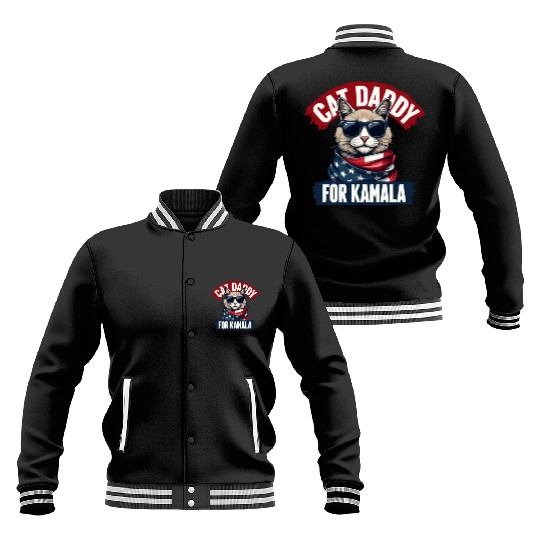 Cat Daddies for Kamala Funny Cat Dad Vote Election Baseball Jackets