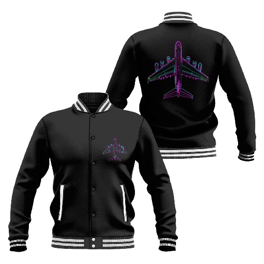 Aircraft Drawing 80s Look Baseball Jackets