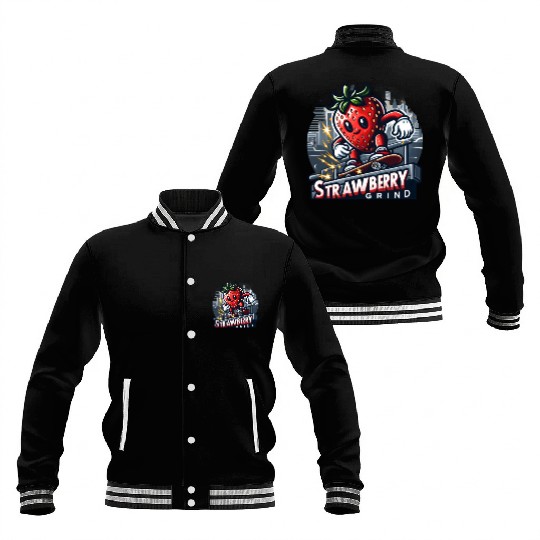 Strawberry Grind – Skater Berry Baseball Jackets