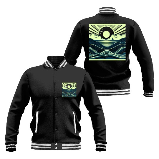 Ocean Sunrise Retro Wave Sailing Baseball Jackets