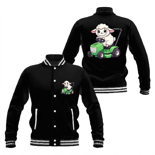 Funny sheep lawn mower farmer lamb grass Baseball Jackets