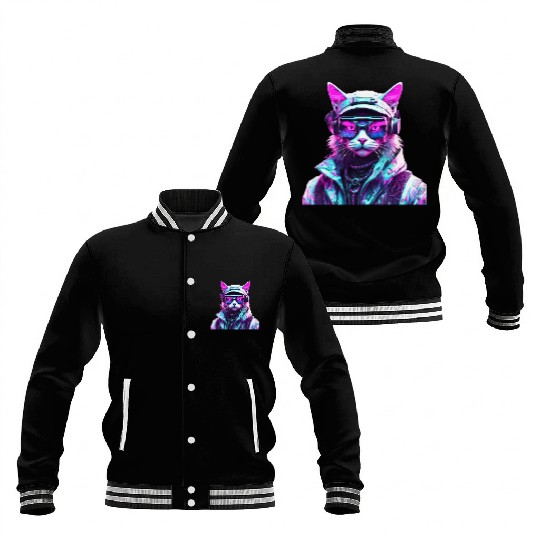 Mystical Cyberpunk Bad Cat Baseball Jackets