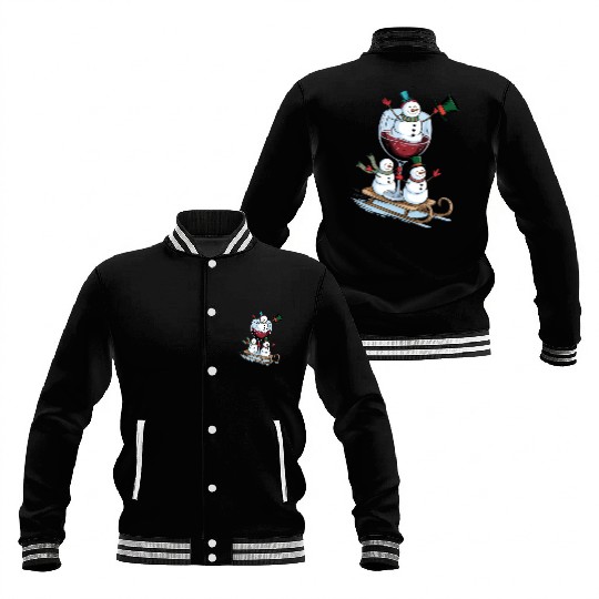 Christmas Wine Glasses Baseball Jackets
