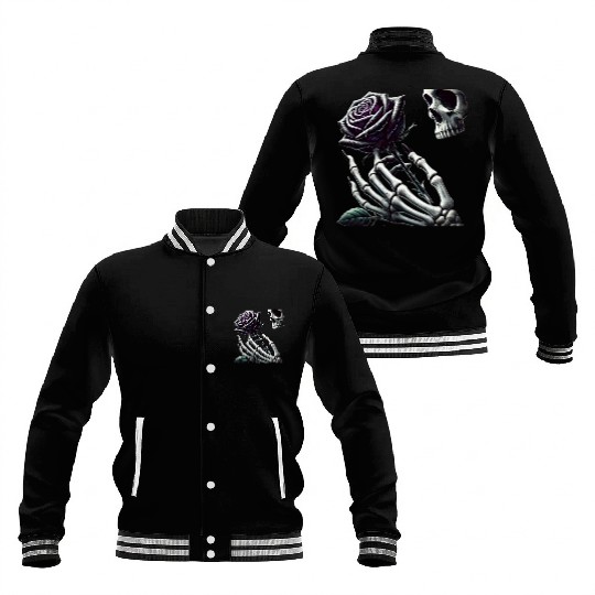 Skeleton Hand Holding a Poisonous Rose Baseball Jackets