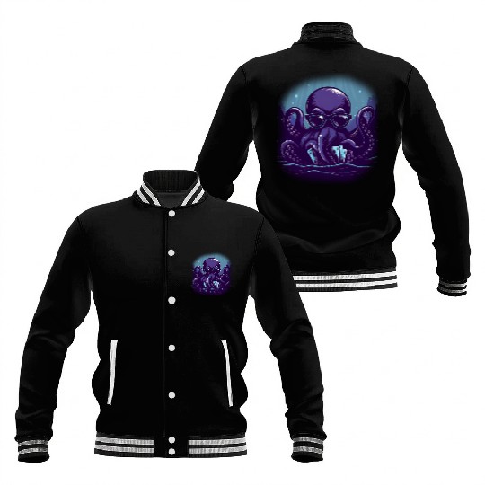 Blue Smart Octopus Baseball Jackets