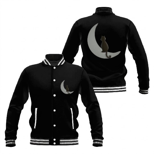 Moon and Cat Night Baseball Jackets