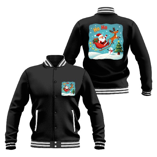 Santa Clause waving " HO-HO" Baseball Jackets