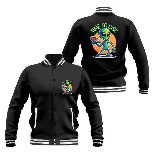 Alien Disc Golf | Retro Extraterrestrial Baseball Jackets