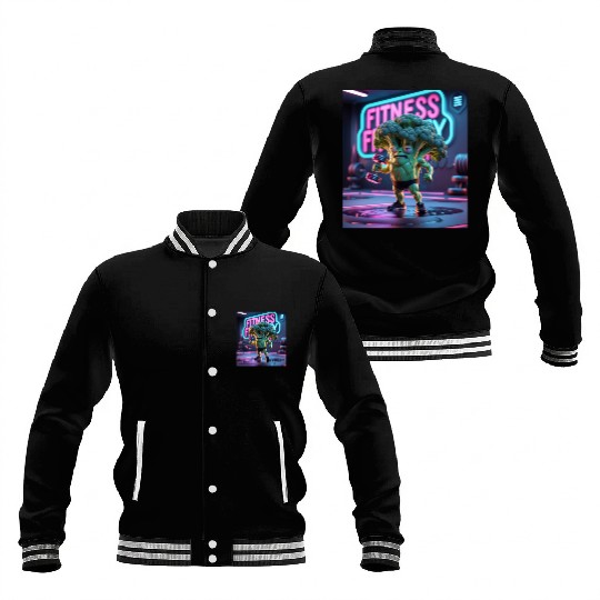 Cartoon Broccoli Gym Baseball Jackets