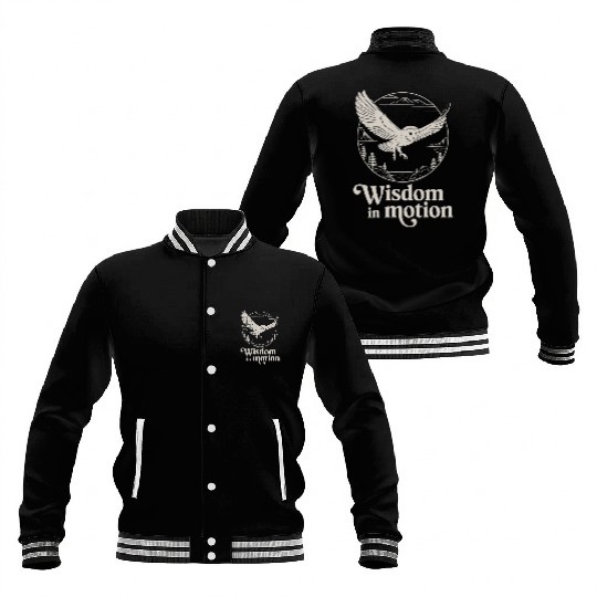 Wisdom In Motion Owl Soaring Through Nature Baseball Jackets