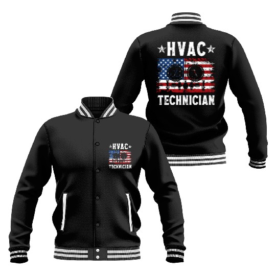 HVAC Technician Patriotic US American Flag Baseball Jackets