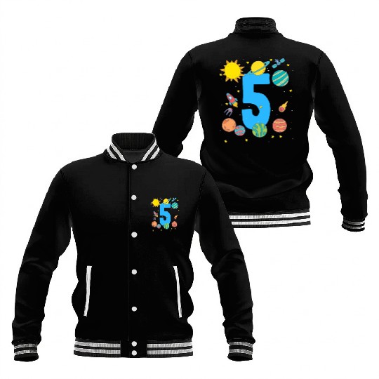 Birthday Space Themed Number Five Adventure Baseball Jackets