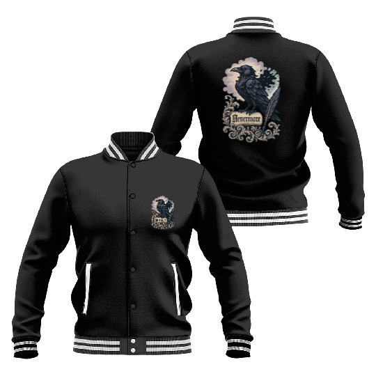 Baroque Raven Nevermore Scroll Poe Poetry Baseball Jackets