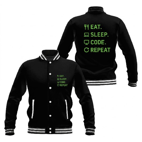 Eat Sleep Code Repeat – Programmer Lifestyle Baseball Jackets