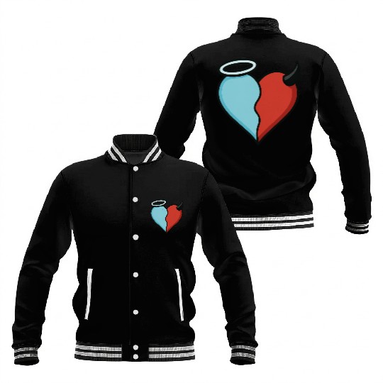 Divided Heart Good and Evil Contrast Angel, Devil Baseball Jackets