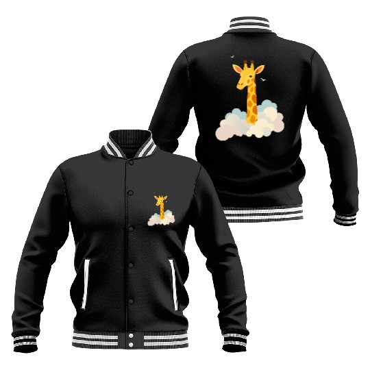 Gentle Giraffe Above the Clouds – Dreamy Motif Baseball Jackets