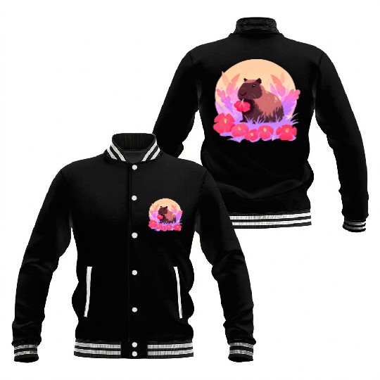 Blooming Capybara Joy Baseball Jackets