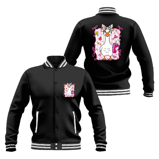 Cute Goose With Coquette Back To School Baseball Jackets
