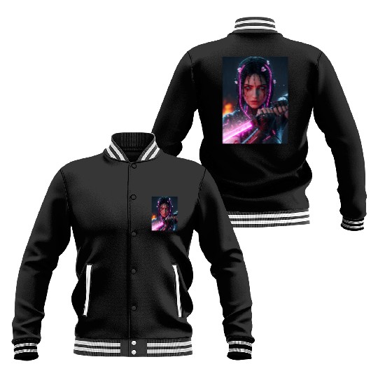 Cyberpunk Samurai Girl Baseball Jackets