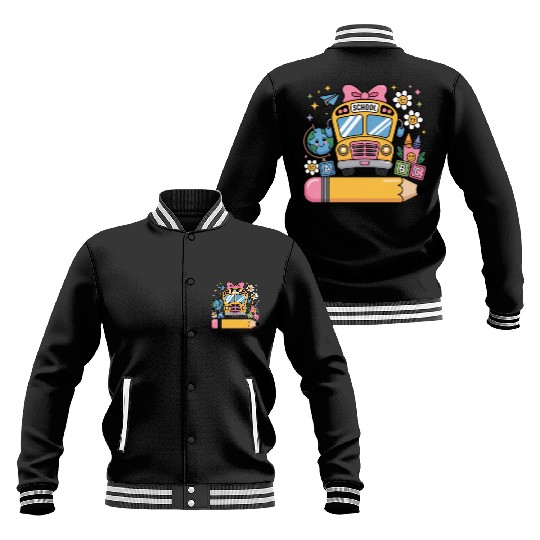 Back to School Bus Baseball Jackets - Add Name in Pencil Area
