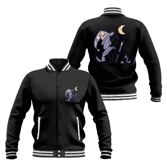 Mystical Moon Wizard Illustration Baseball Jackets