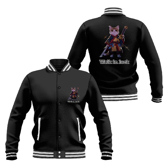 Samurai Cat Illustration for Apparel Baseball Jackets