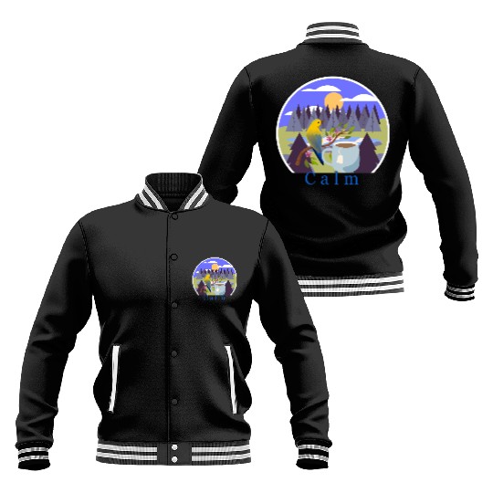 Calm Nature-Inspired Baseball Jackets - Relaxing Bird