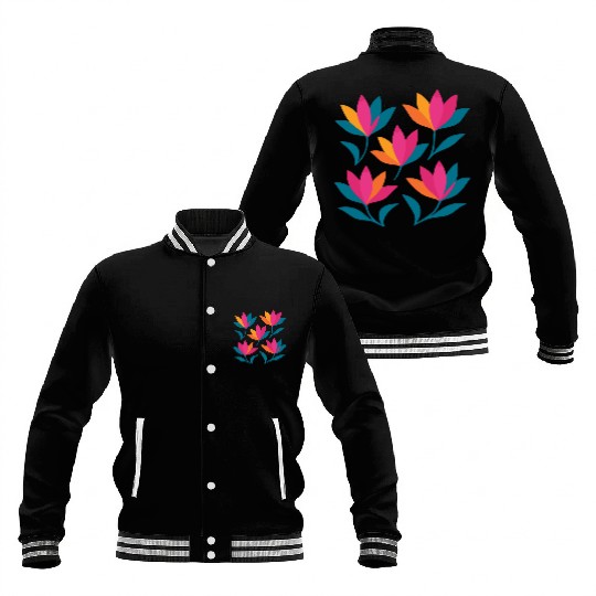 Colorful Abstract Tulips Graphic Baseball Jackets