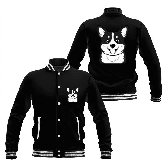 Happy Corgi Face Baseball Jackets