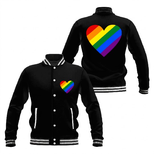 Rainbow Heart Baseball Jackets