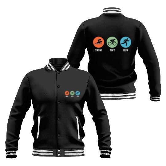 Swim Bike Run Baseball Jackets