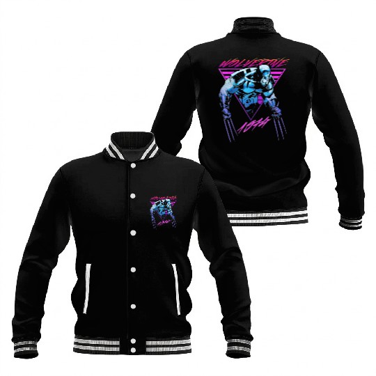 M-a-r-v-e-l W-o-l-verine Neon Retro Logan Graphic Baseball Jackets
