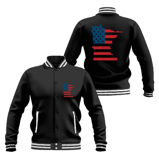 Minnesota Vintage American Flag USA Patriotic Baseball Jackets