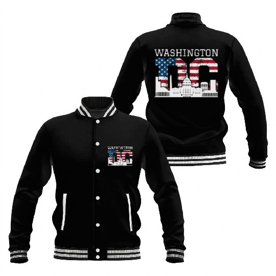Washington Dc Capitol Hill Usa Flag Souvenir Gift Baseball Jackets