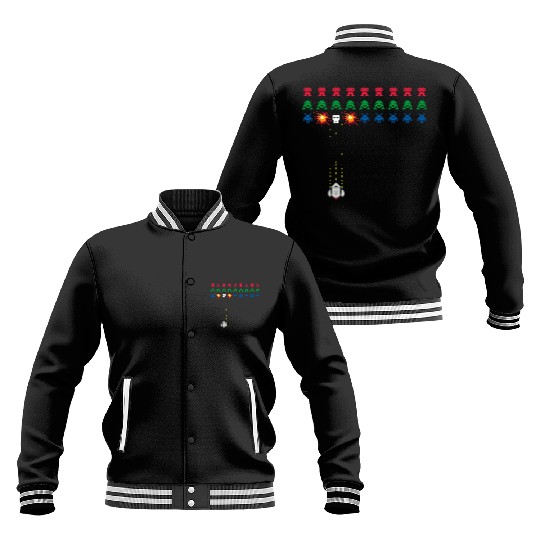 Space Invader 8 bits old school game Baseball Jackets