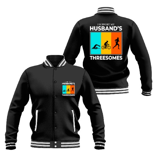 Swim Bike Run Triathlon Triathlete Husband Wife Baseball Jackets