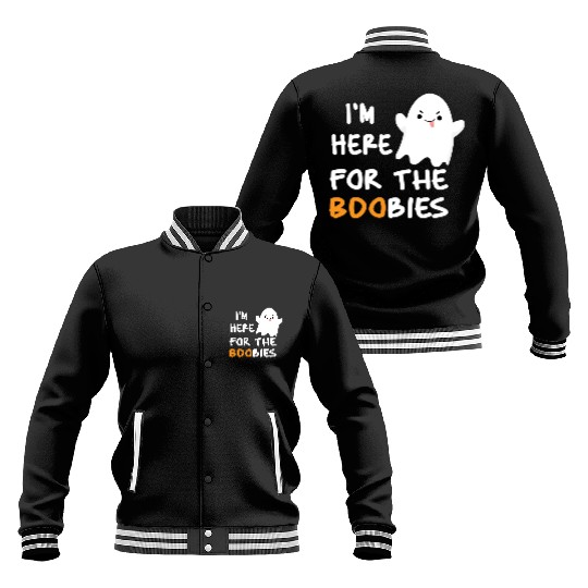 I'm Here For the Boobies Funny Baby Halloween Baseball Jackets